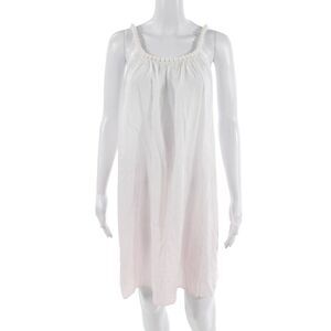 Sunuva Womens Cotton Scoop Neck Sleeveless Ombre A-Line Dress White Pink Size M